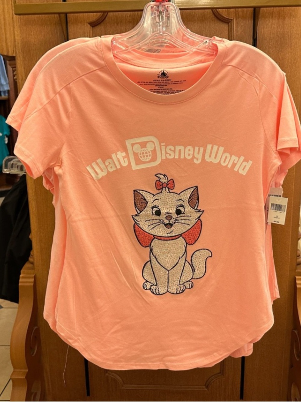 NWT Disney Pink Walt Disney World Marie Aristocats Rhinestone Short Sleeve Tee